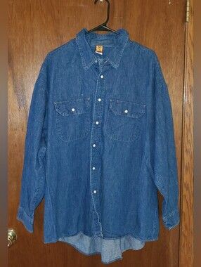 Vintage Big Ben Dark Wash Denim Shirt Pearl Snaps Sz 3xl